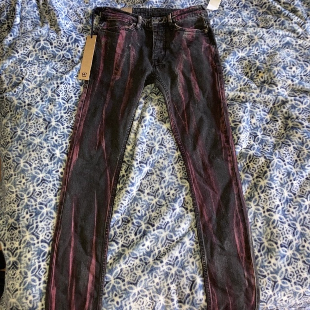 Men's Black and Red Jeans